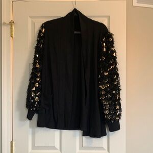 Black Cardigan with Sequin Sleeves